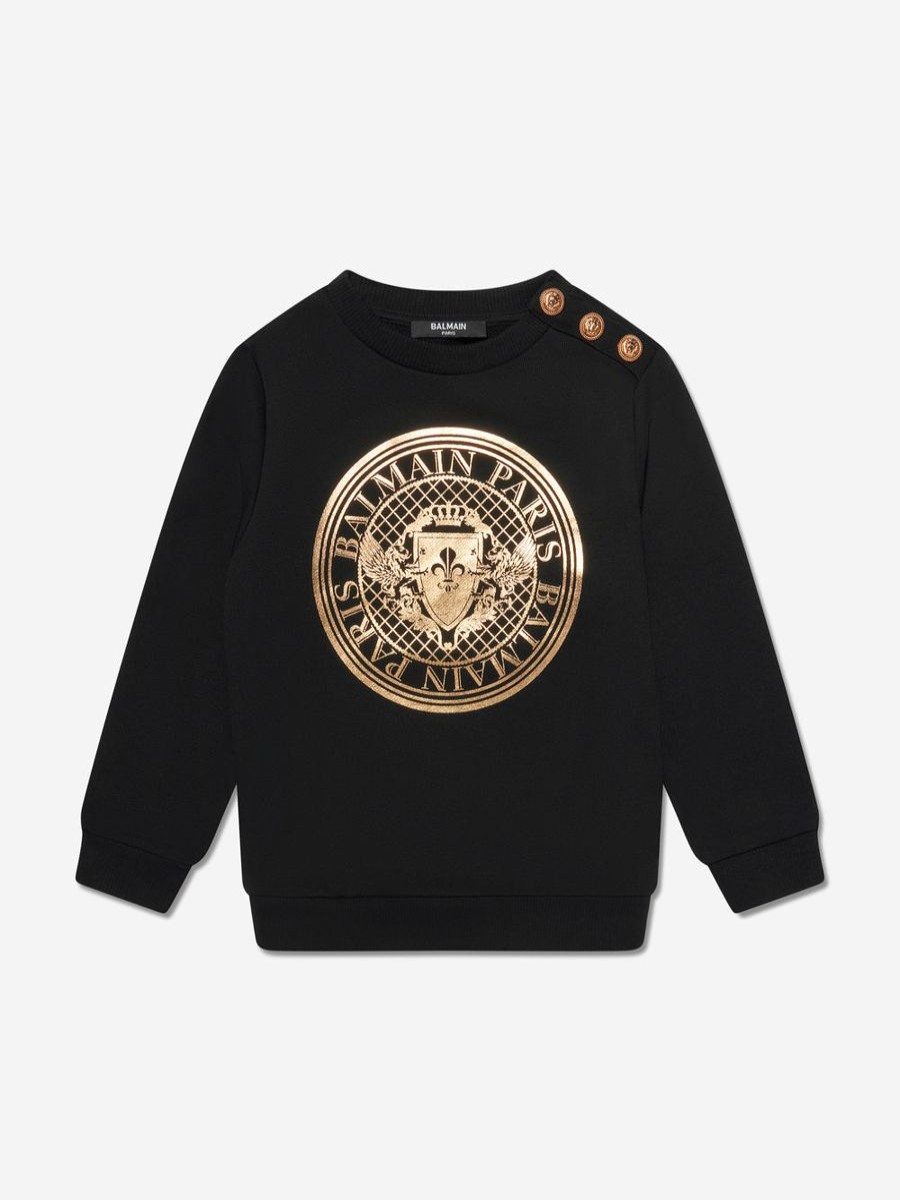 Boys Balmain Sweatshirts & Hoodies | Kids Logo Print Sweatshirt In Black