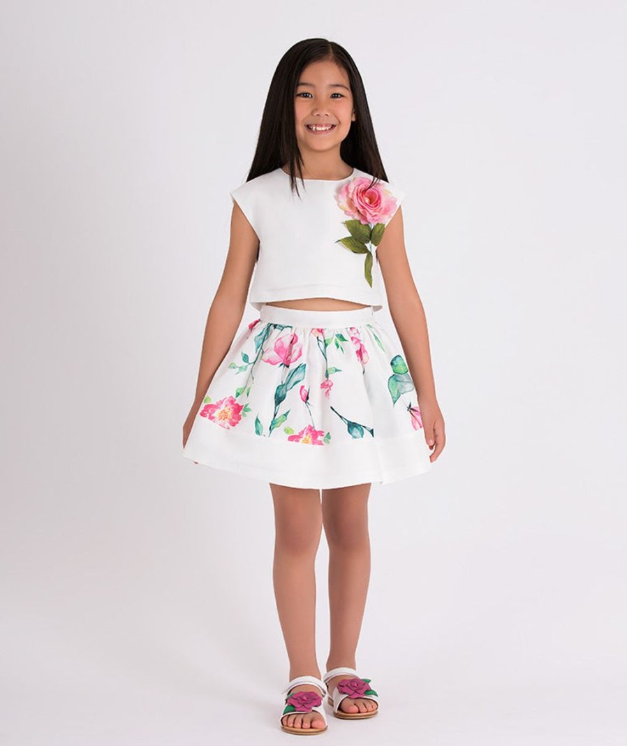 Teen Mama Luma Underwear | Girls Flower Print Skirt In Ivory