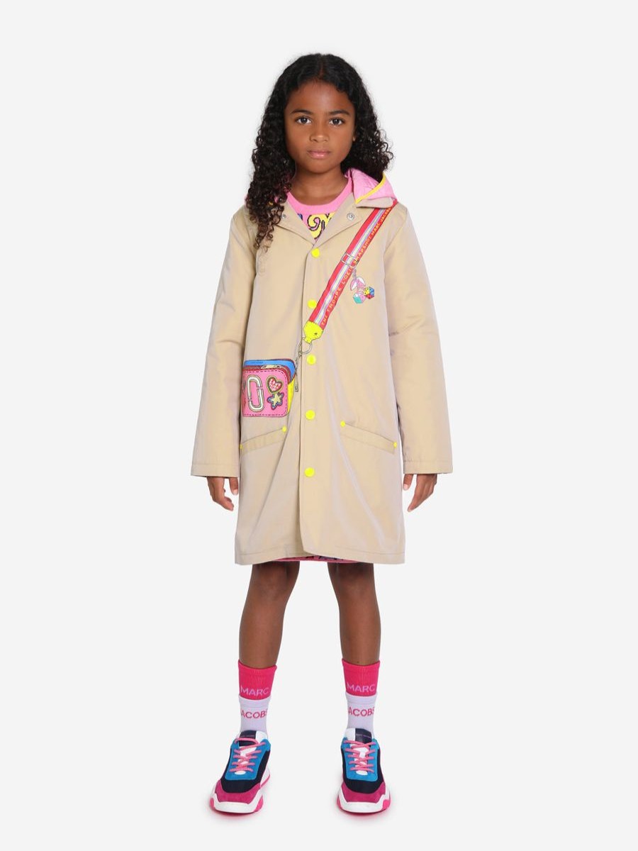 Girls MARC JACOBS Coats & Jackets | Girls Bag Print Trench Coat In Beige