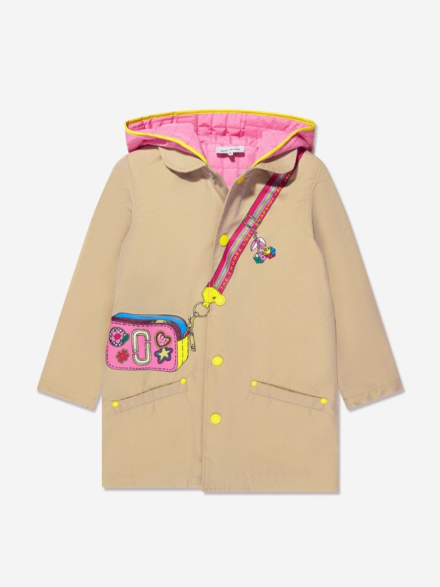 Girls MARC JACOBS Coats & Jackets | Girls Bag Print Trench Coat In Beige