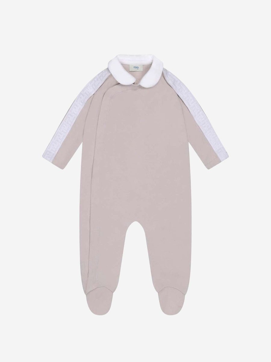 Boys Fendi Kids Babygrows & Rompers | Fendi Kids - Baby Babygrow Gift Set (3 Piece) In Beige | Childsplay Clothing