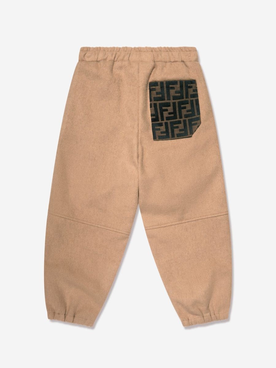 Boys Fendi Kids Trousers | Boys Ff Pocket Flannel Trousers In Beige