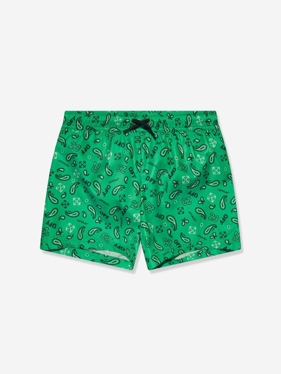 Boys Off-White Swimwear | Boys Bandana Swim Shorts In Green