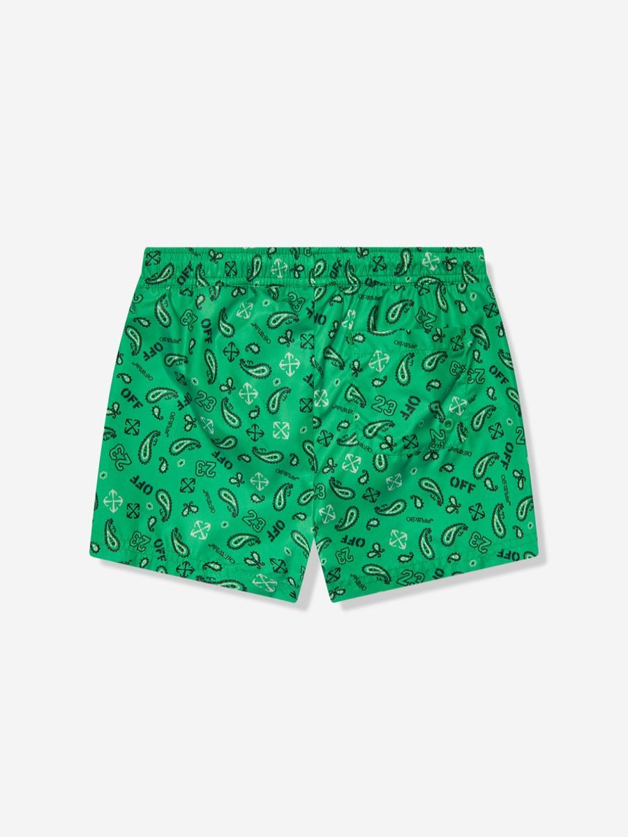 Boys Off-White Swimwear | Boys Bandana Swim Shorts In Green