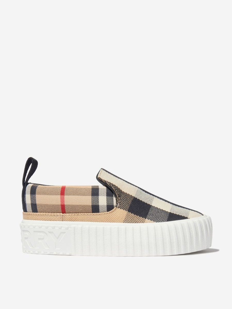 Boys Burberry Kids Sneakers | Burberry Kids - Kids Andrew Check Slip On Trainers In Beige |Eu Childsplay Clothing