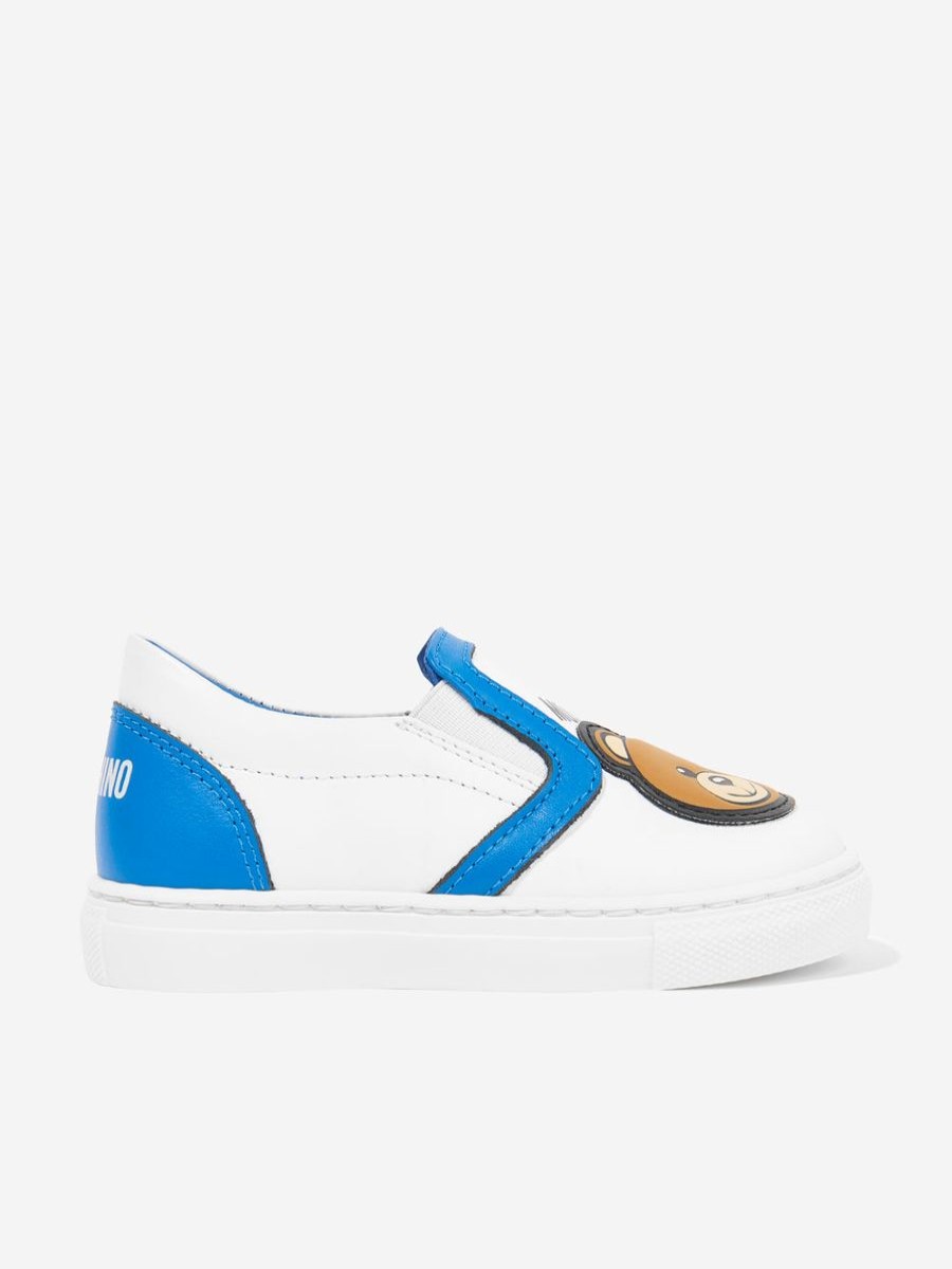 Boys Moschino Kids Sneakers | Boys Leather Slip On Trainers In White