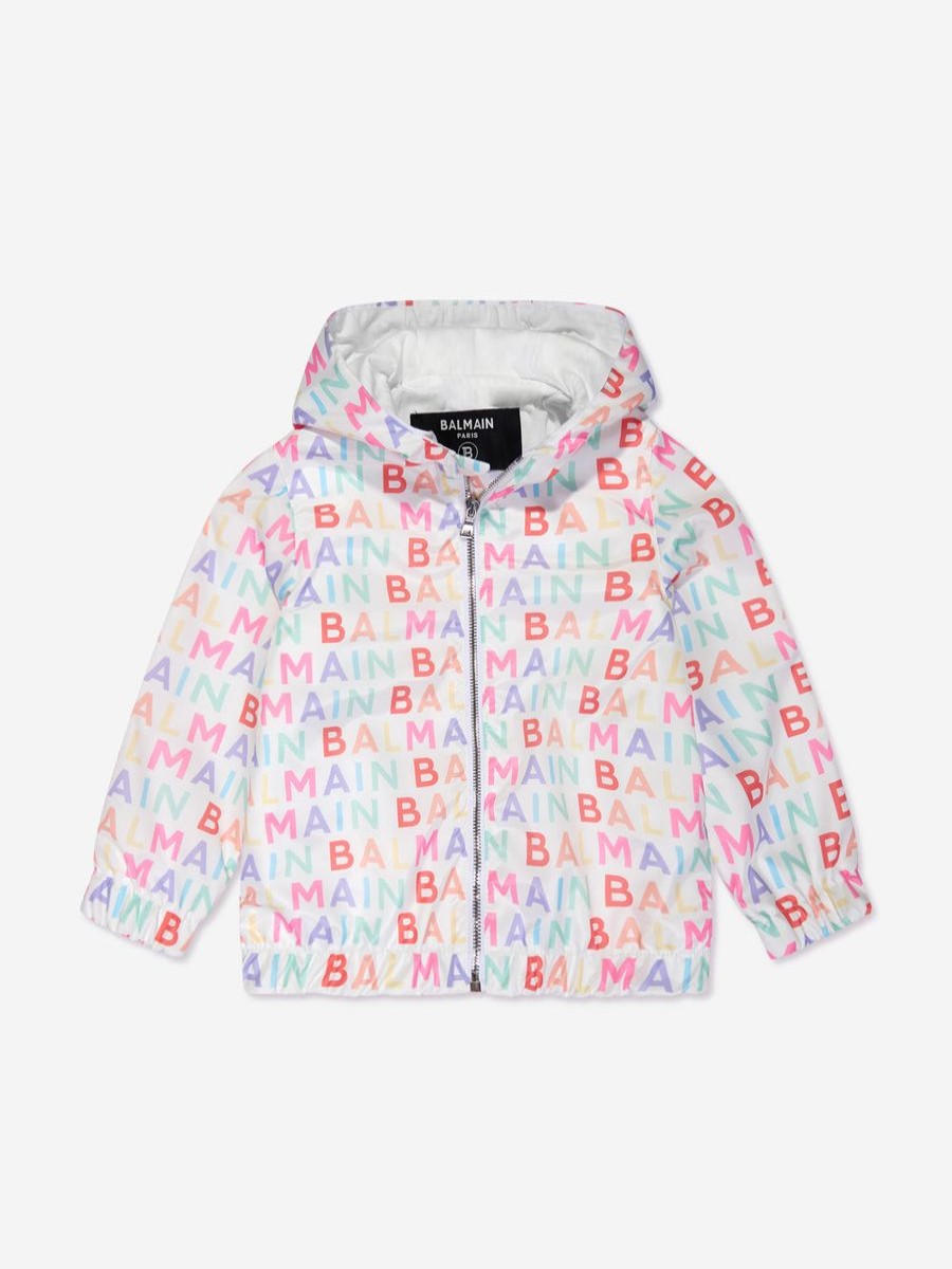 Girls Balmain Coats & Jackets | Kids Logo Print Jacket In Multicolour