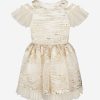 Girls David Charles Dresses | Ivory & Striped Brocade Dress