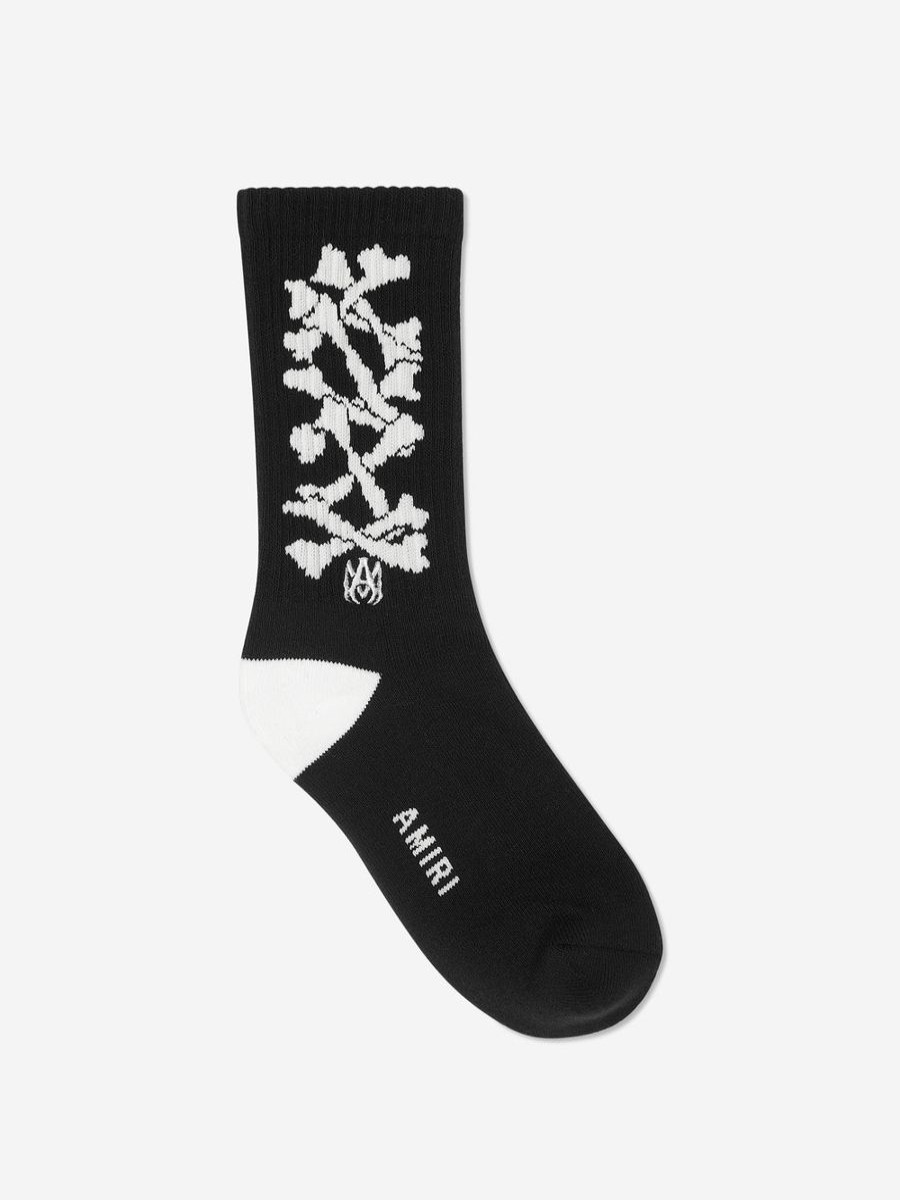 Boys Amiri Socks | Kids Stacked Bones Socks In Black