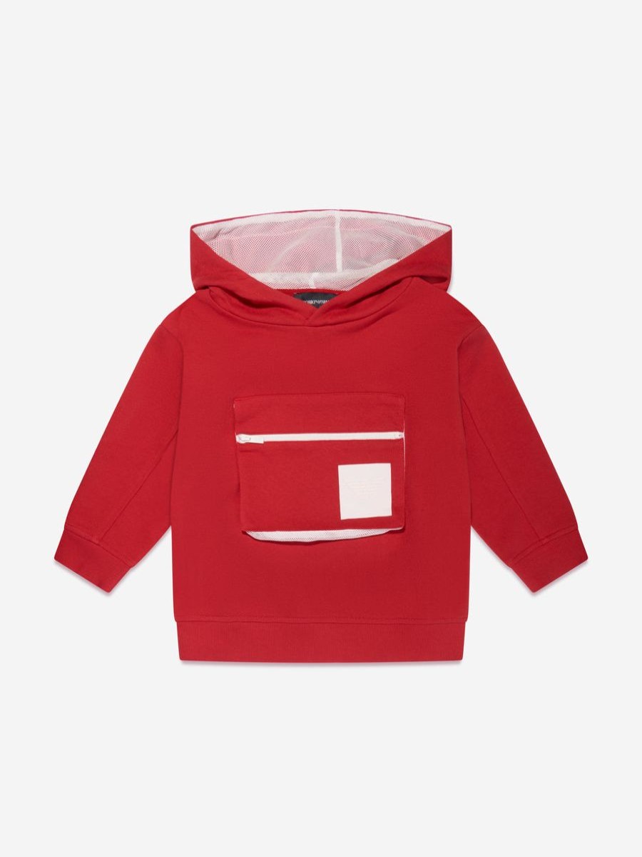 Boys Emporio Armani Sweatshirts & Hoodies | Boys Front Pocket Hoodie In Red