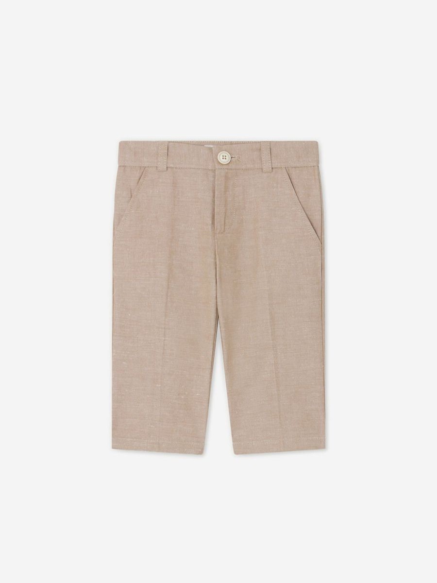 Boys Bonpoint Trousers | Baby Boys Linen Decibel Suit Trousers In Brown