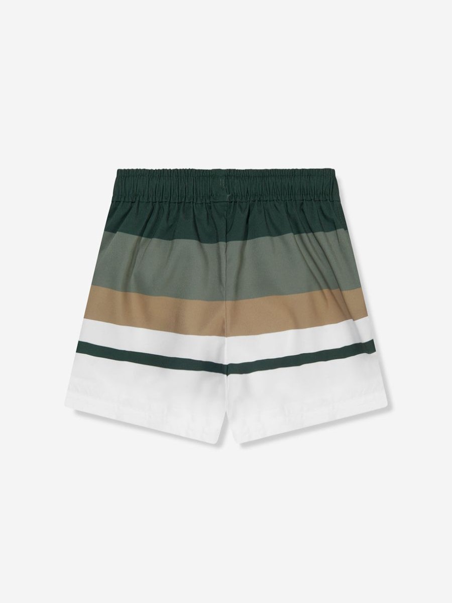 Boys BOSS Swimwear | Boys Striped Swim Shorts In Green