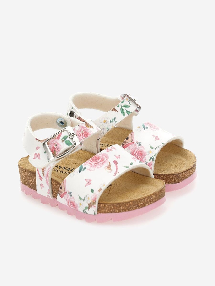 Baby Monnalisa Shoes | Girls Rose Sandals In White