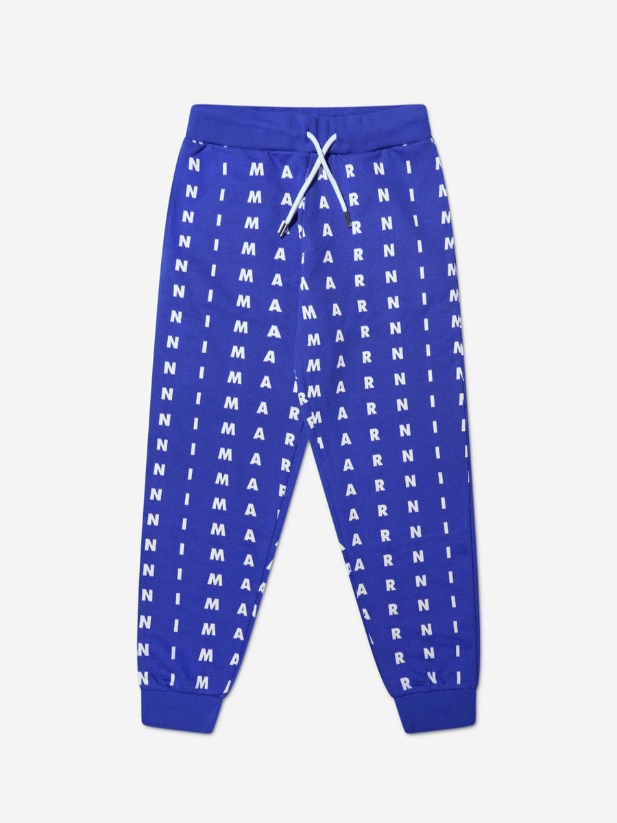 Boys MARNI KIDS Sweatpants | Kids Logo Print Joggers In Blue