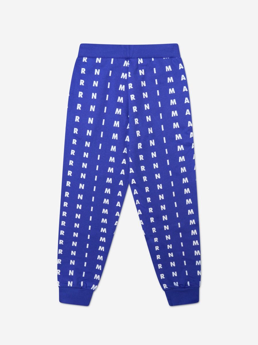 Boys MARNI KIDS Sweatpants | Kids Logo Print Joggers In Blue