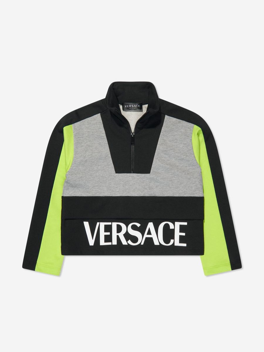 Boys Versace Sweatshirts & Hoodies | Boys Half Zip Sweatshirt In Grey