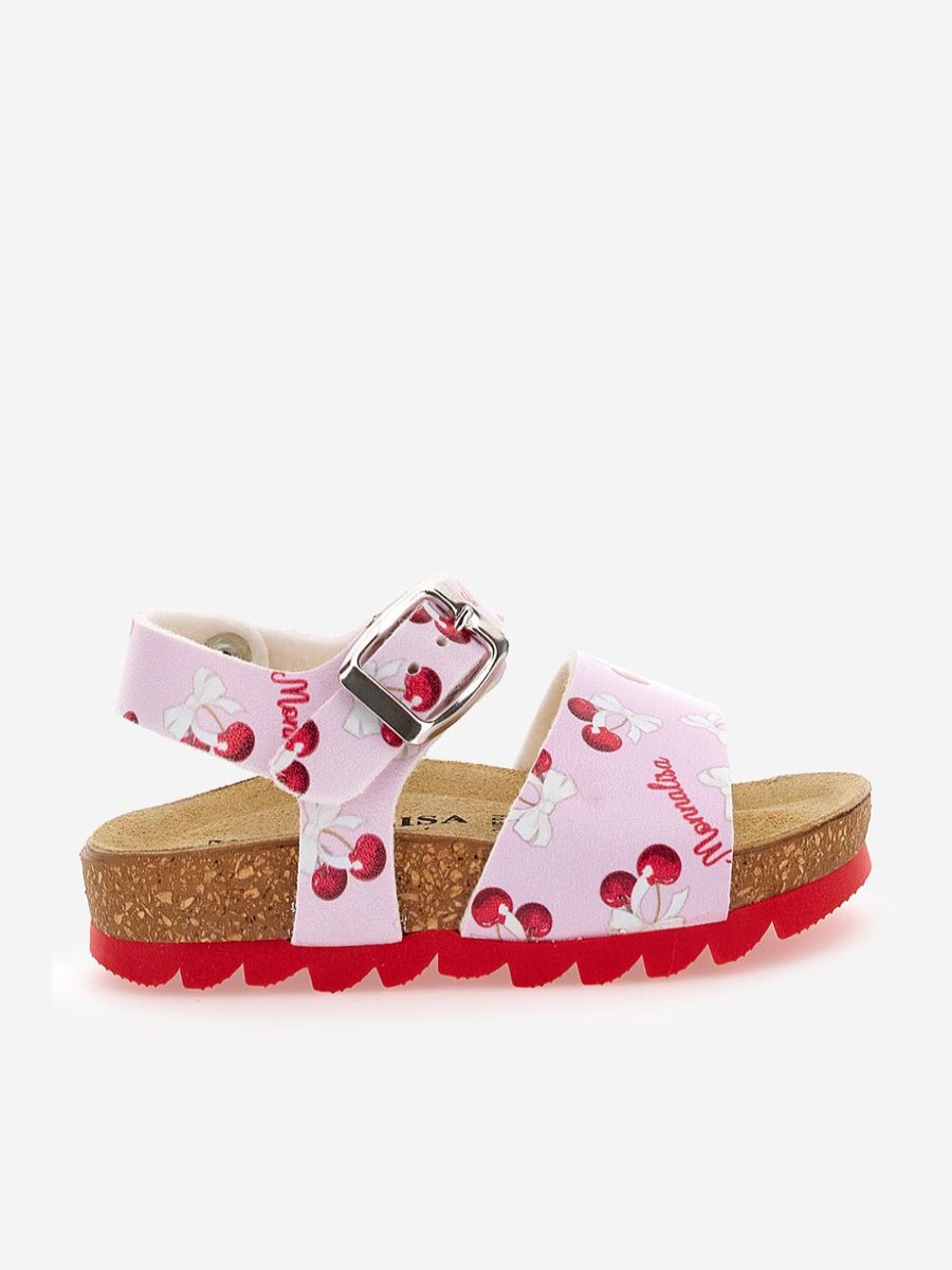 Baby Monnalisa Shoes | Girls Leather Cherry Sandals In Pink