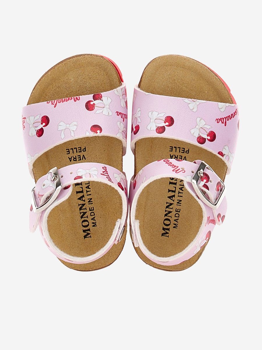 Baby Monnalisa Shoes | Girls Leather Cherry Sandals In Pink