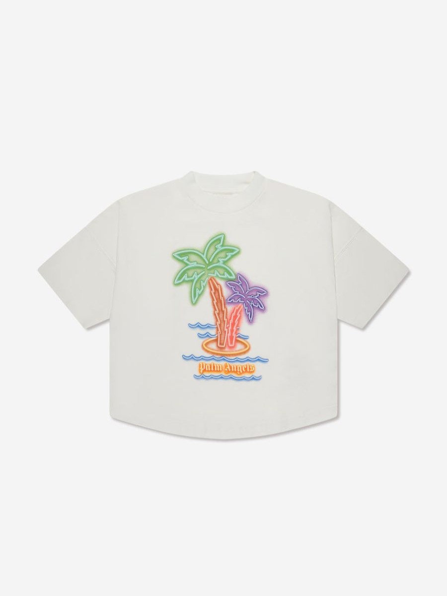 Boys Palm Angels T-Shirts & Tops | Boys Neon Palms Oversized T-Shirt In White