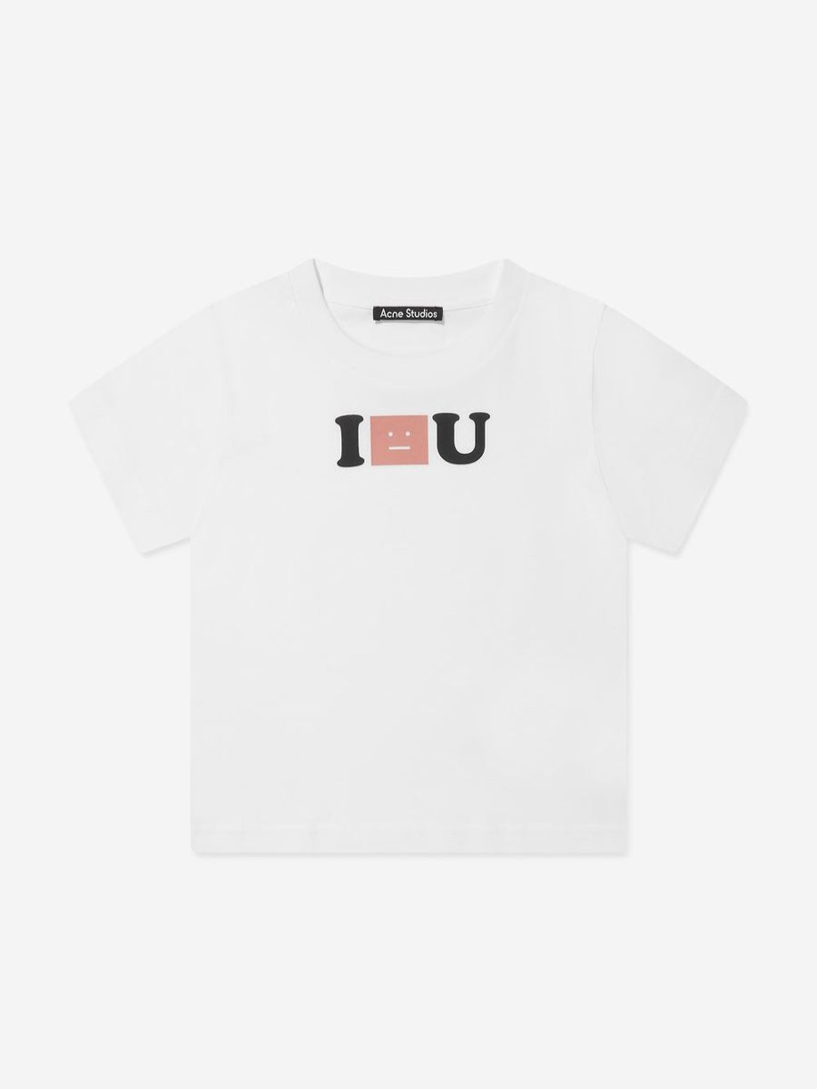 Boys Acne Studios T-Shirts & Tops | Kids Love Face T-Shirt In White