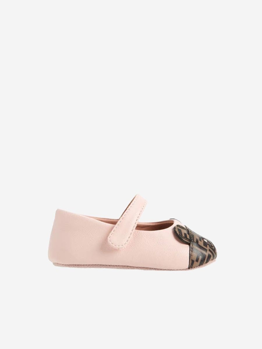 Baby Fendi Kids Shoes | Fendi Kids - Baby Girls Leather Bear Logo Shoes In Pink | Childsplay Clothing