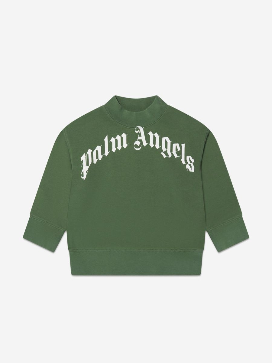 Boys Palm Angels Sweatshirts & Hoodies | Boys Classic Curved Logo Sweatshirt In Green