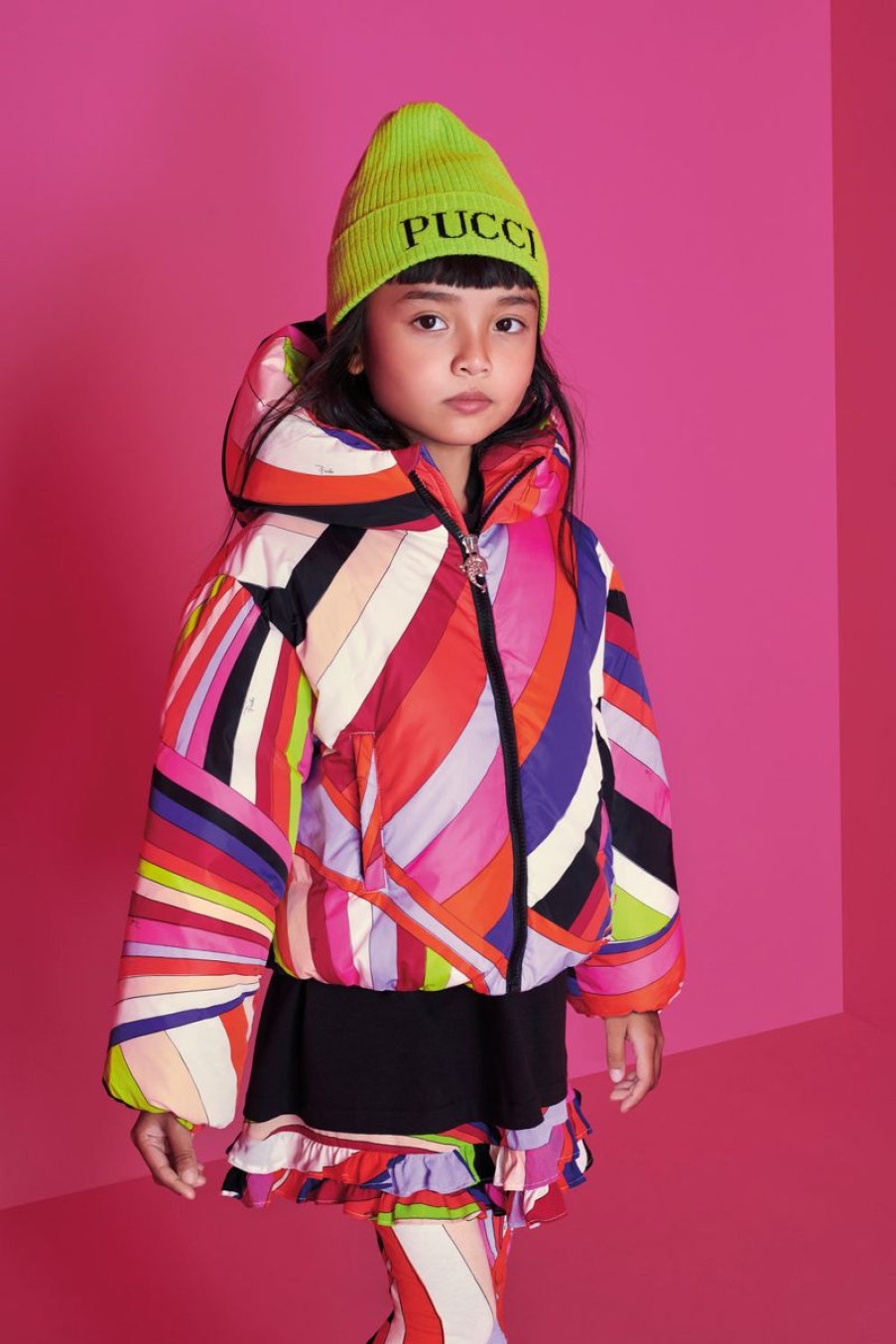 Girls Emilio Pucci Coats & Jackets | Girls Iride Print Puffer Jacket In Multicolour