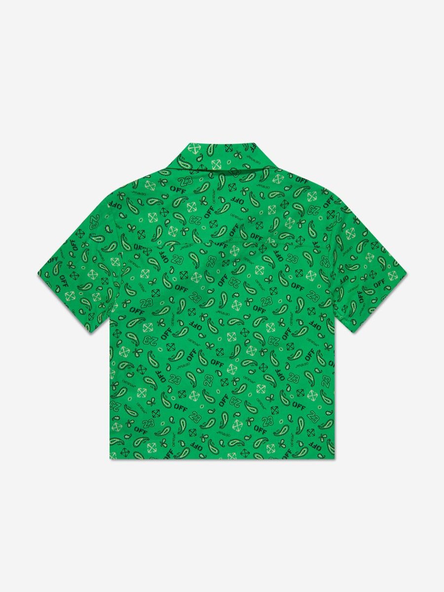 Boys Off-White Shirts | Boys Bandana Bowling Shirt In Green