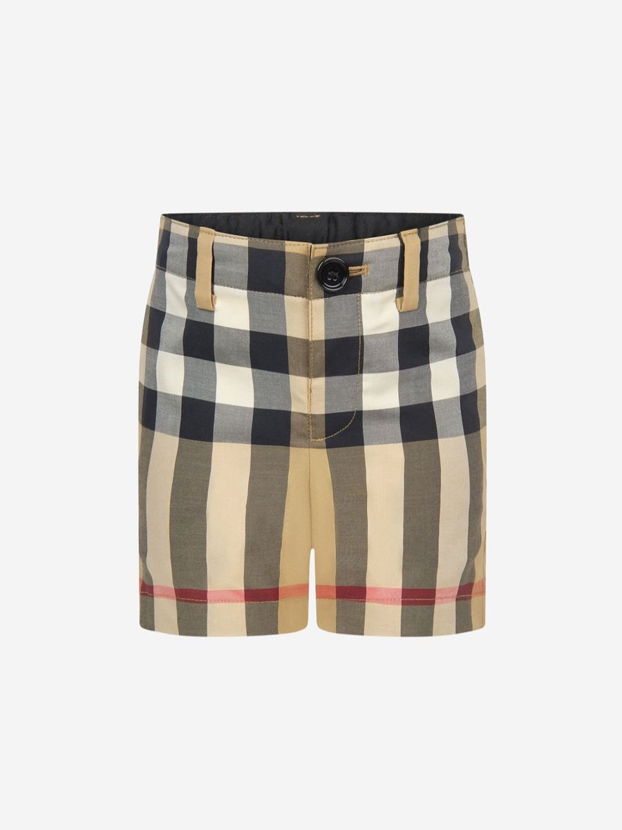 Boys Burberry Kids Underwear | Burberry Kids - Baby Boys Mini Royston Check Shorts In Beige | Childsplay Clothing