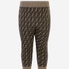 Boys Fendi Kids Trousers | Fendi Kids - Fendi Baby Brown Cotton & Cashmere Logo Bottoms | Childsplay Clothing