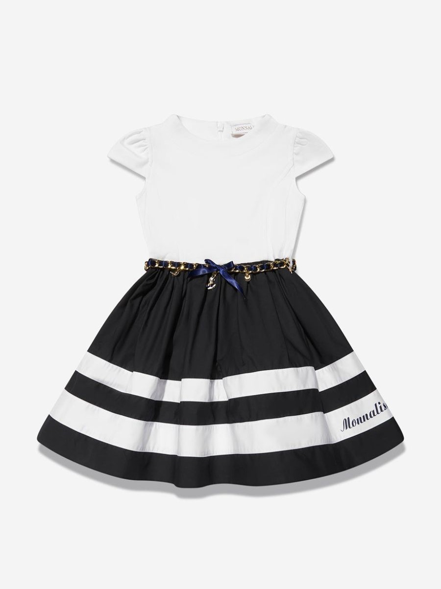 Girls Monnalisa Dresses | Girls Nautical Dress In Navy