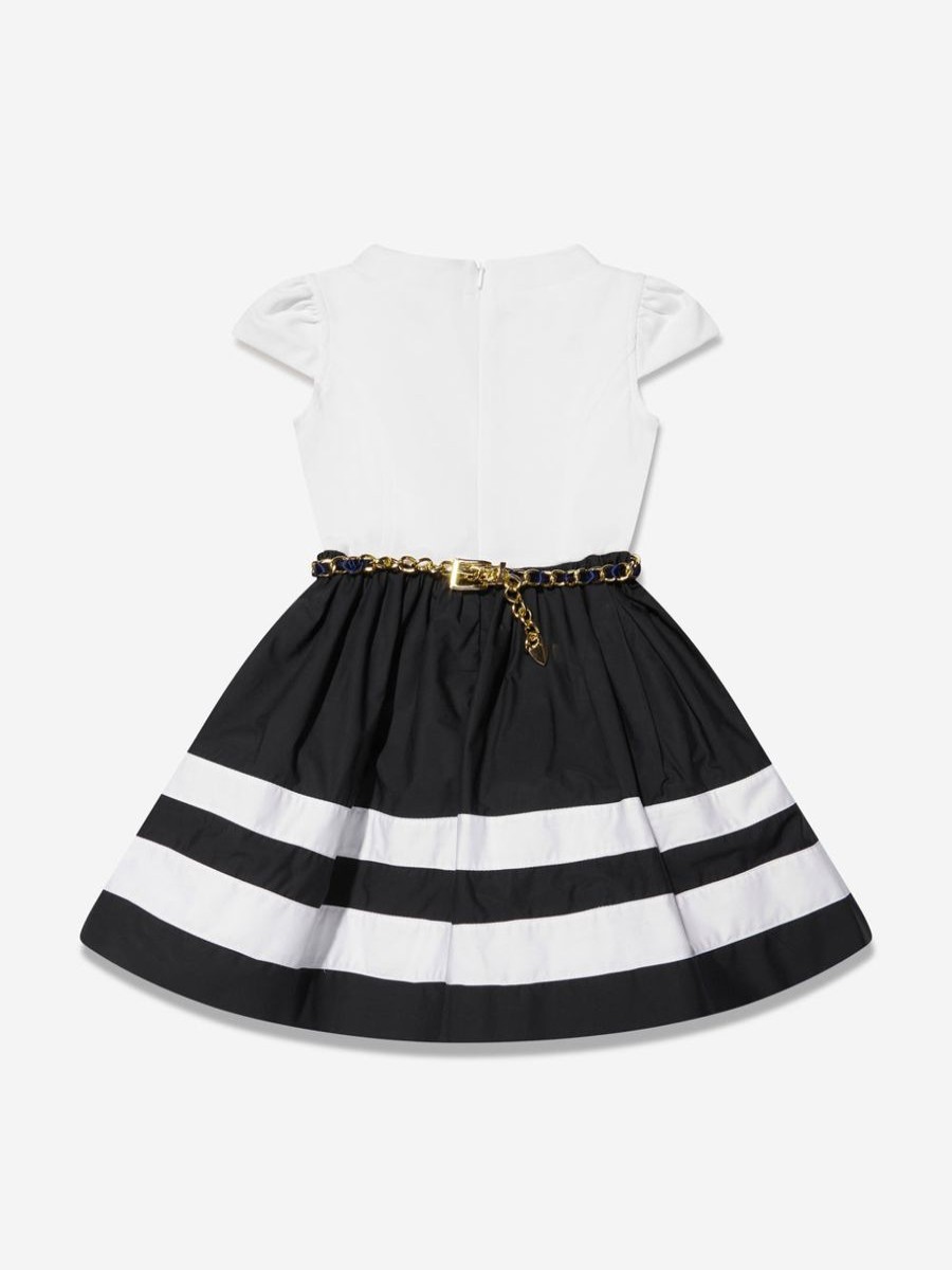 Girls Monnalisa Dresses | Girls Nautical Dress In Navy