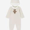 Boys Fendi Kids Babygrows & Rompers | Fendi Kids - Baby Bear Babygrow Gift Set (2 Piece) In Beige | Childsplay Clothing